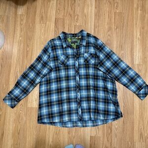 Rustic/ outdoors Pladra Flannel 💯 cotton plaid flip cuff / 3XL Big & Tall